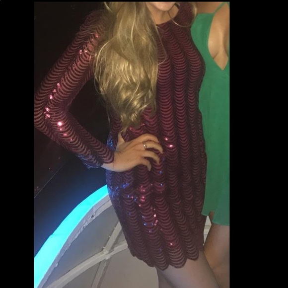 All Sequence Red Long Sleeve Dress - Picture 3 of 5